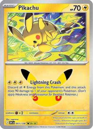 Pikachu 051/128 [ME 30th Celebration] (Holofoil)