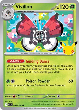 Vivillon 008/128 [ME 30th Celebration] (Holofoil)