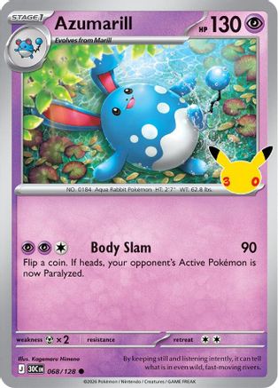 Azumarill 068/128 [ME 30th Celebration] (Holofoil)
