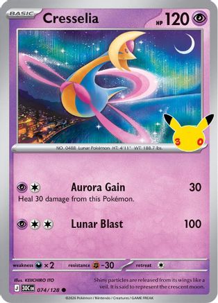 Cresselia 074/128 [ME 30th Celebration] (Holofoil)
