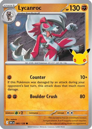 Lycanroc 085/128 [ME 30th Celebration] (Holofoil)
