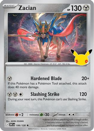 Zacian 106/128 [ME 30th Celebration] (Holofoil)