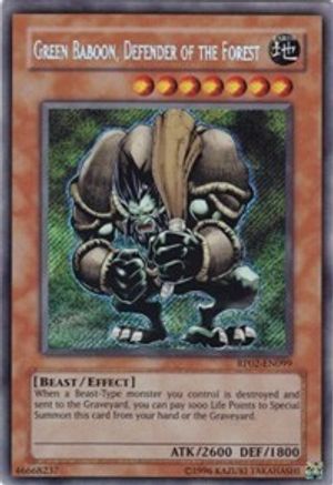 Green Baboon, Defender of the Forest [RP02-EN099] Secret Rare