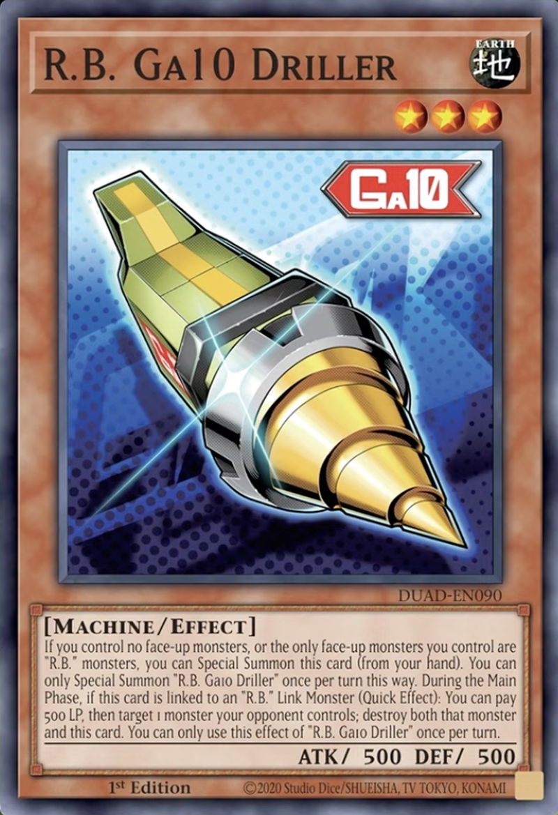 R.B. Ga10 Driller - [DUAD-EN090] Super Rare - DUAD PRE-ORDER, SHIPS 5/07/2025  - TCG Collector NZ - Yu-Gi-Oh Singles