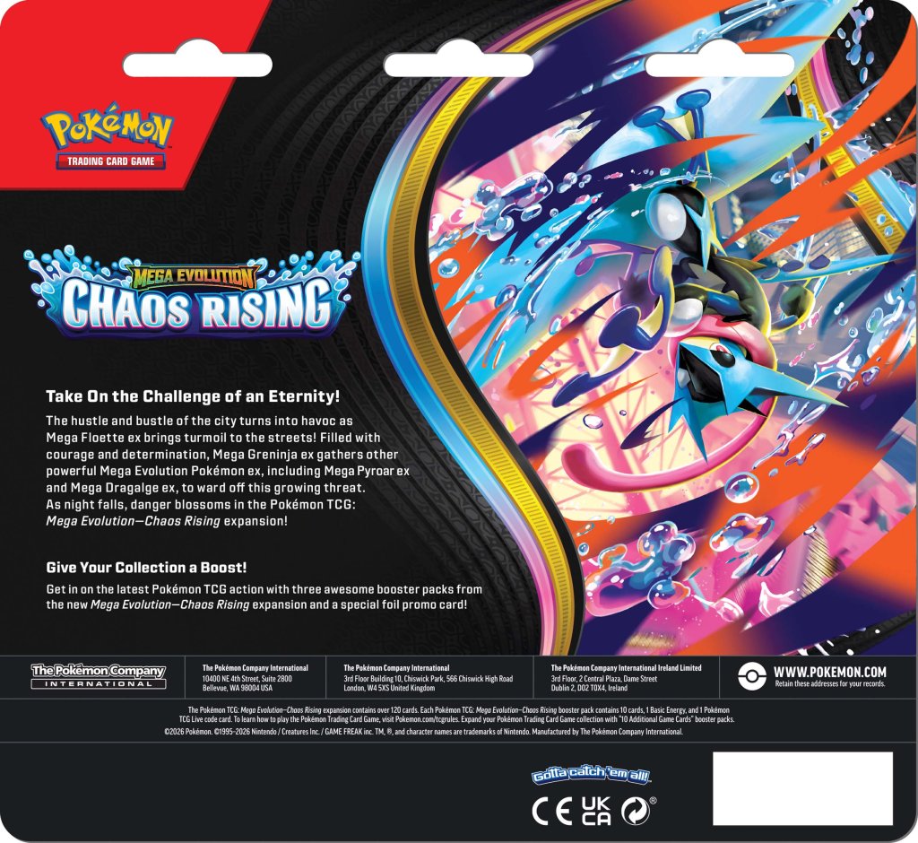 Pokemon TCG: Mega Evolution: Chaos Rising 3-Pack Booster *Sealed* (PRE-ORDER, SHIPS MAY 22ND)