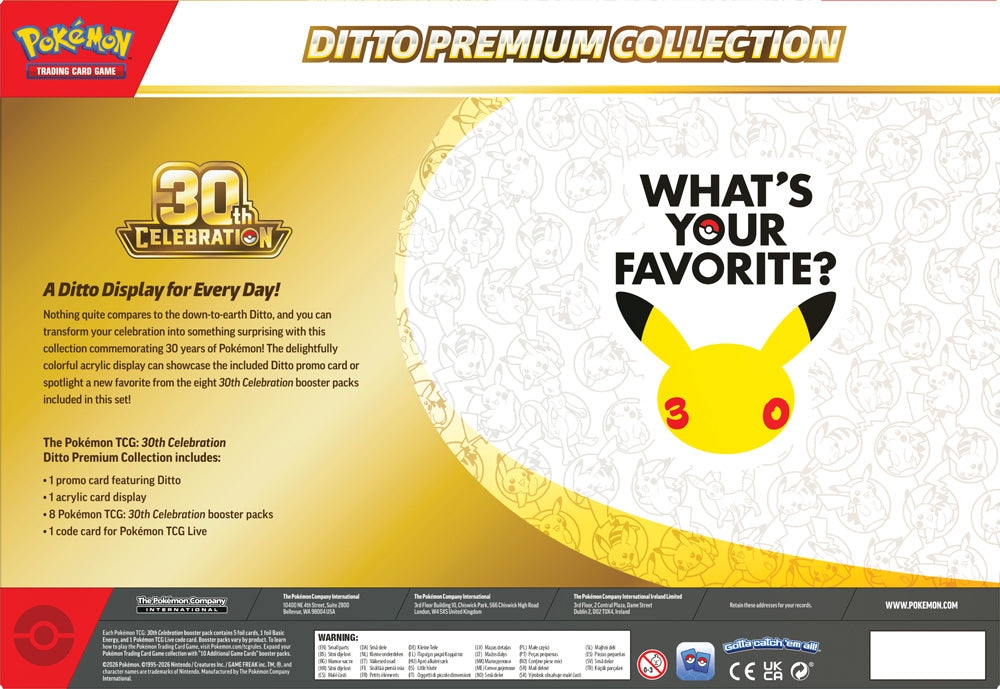 Pokemon TCG: Mega Evolution: 30th Celebration Ditto Premium Collection *Sealed* (PRE-ORDER, SHIPS NOV 6TH)