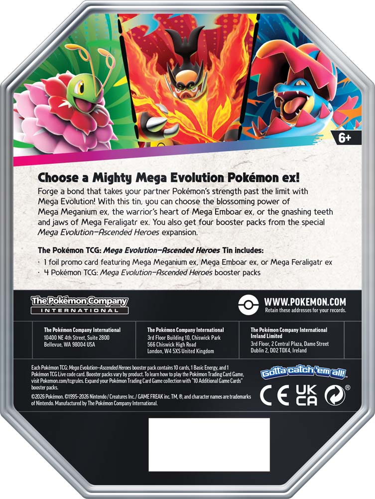Pokemon TCG: Mega Evolution: Ascended Heroes Tin *Sealed*