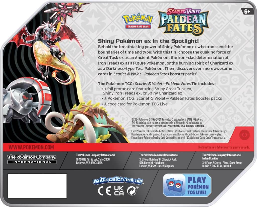 Pokemon TCG: Paldean Fates Tin - Assorted *Sealed*