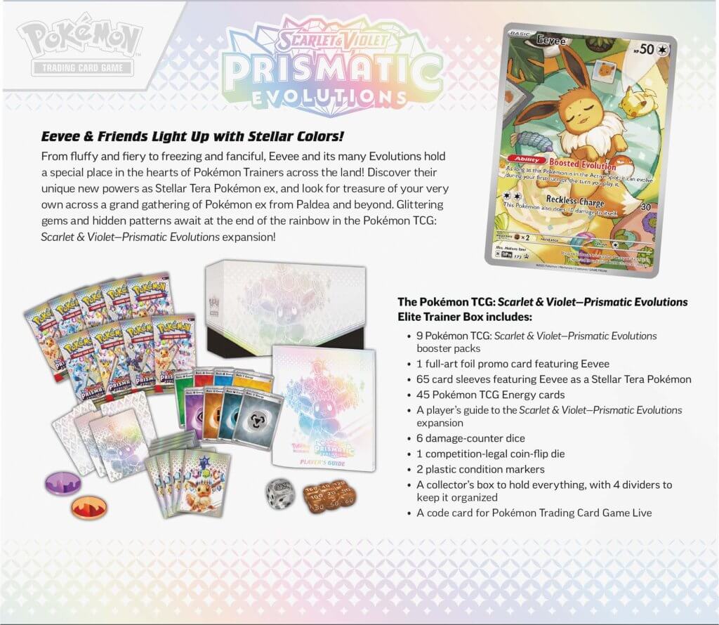 Pokemon TCG: Scarlet & Violet: Prismatic Evolutions Elite Trainer Box *Sealed* (PRE-ORDER, SHIPS JAN 17TH)