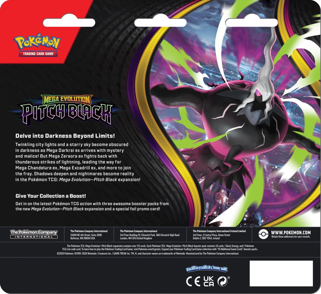 Pokemon TCG: Mega Evolution: Pitch Black 3-Pack Booster *Sealed* (PRE-ORDER, SHIPS JULY 17TH)