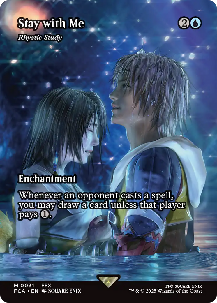 Rhystic Study [FINAL FANTASY: Through the Ages] / Stay with Me: (enchantment) (Borderless) Mythic