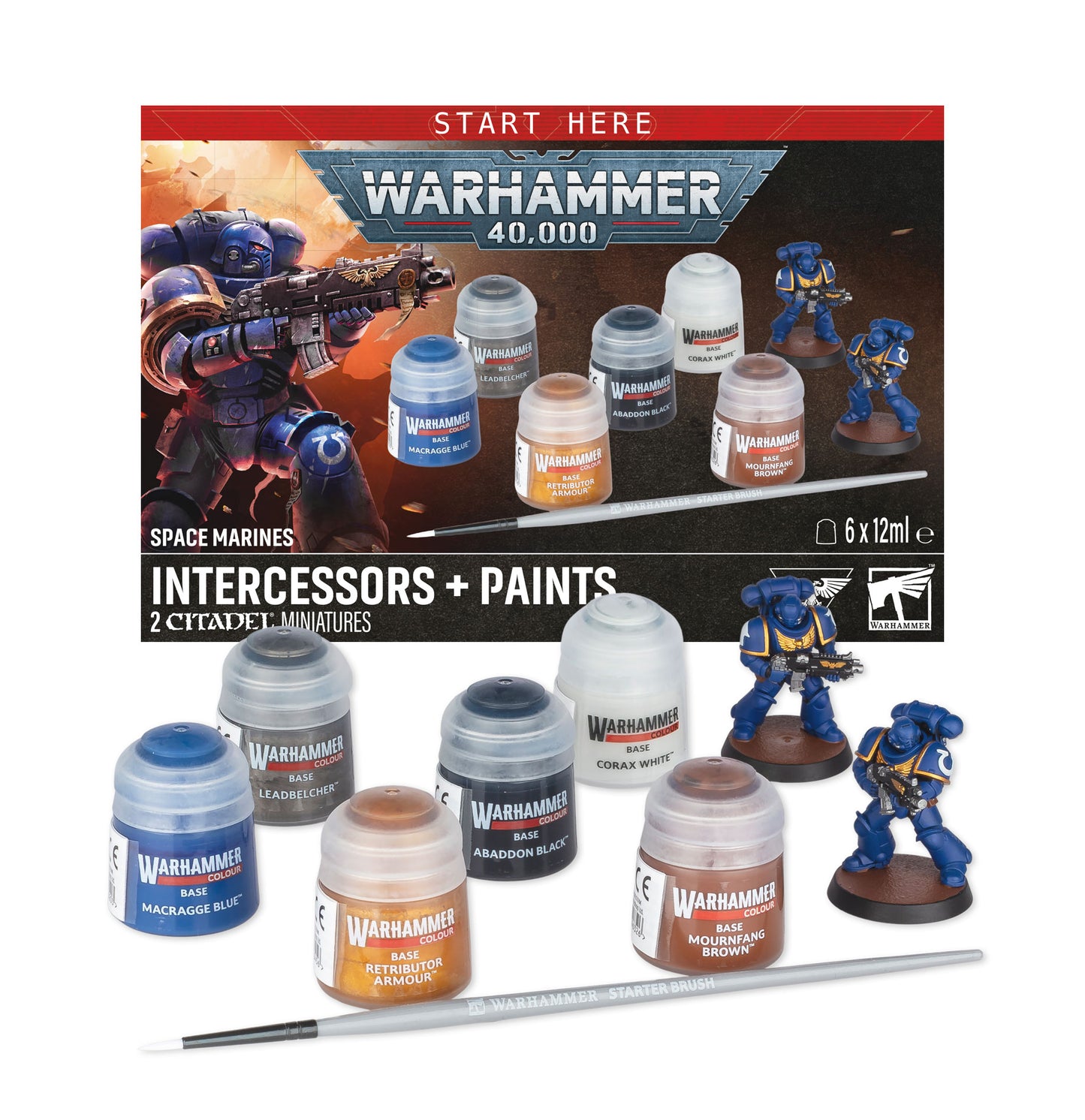 Warhammer 40,000 Miniature - Space Marines - Intercessors + Paints