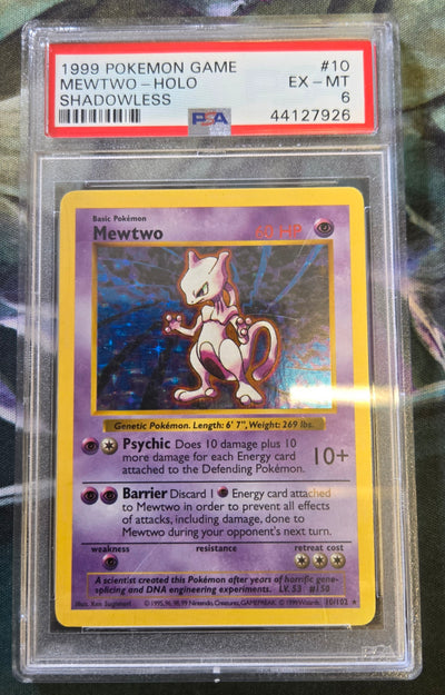 Mewtwo (10/102) [1999 Pokémon Game Shadowless] (PSA Graded 6)