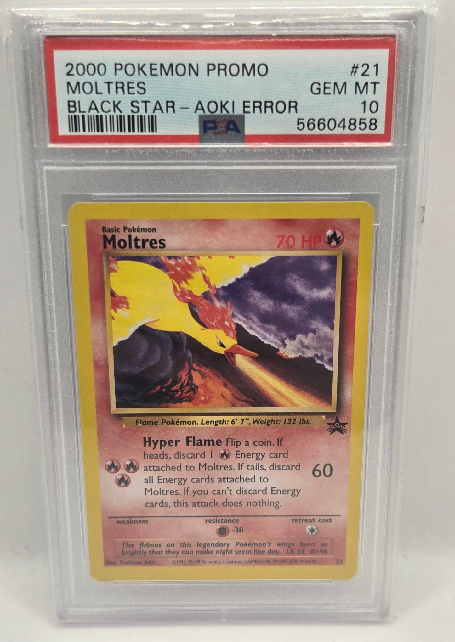 Moltres (21) [Black Star Promo] (PSA Graded 10) - Aoki Error