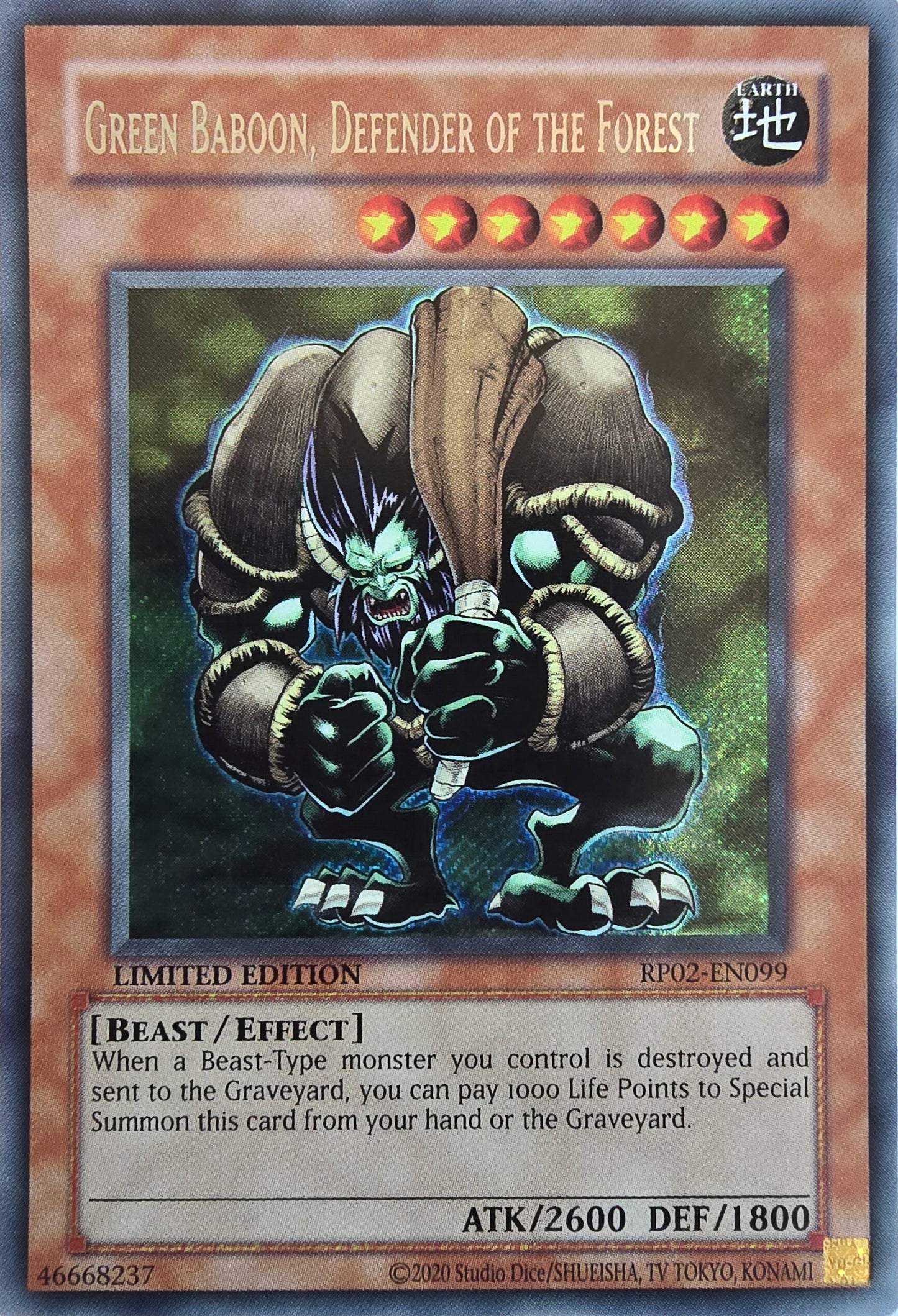 Green Baboon, Defender of the Forest [RP02-EN099] Secret Rare [Retro Pack 2 2020 Date Reprint]