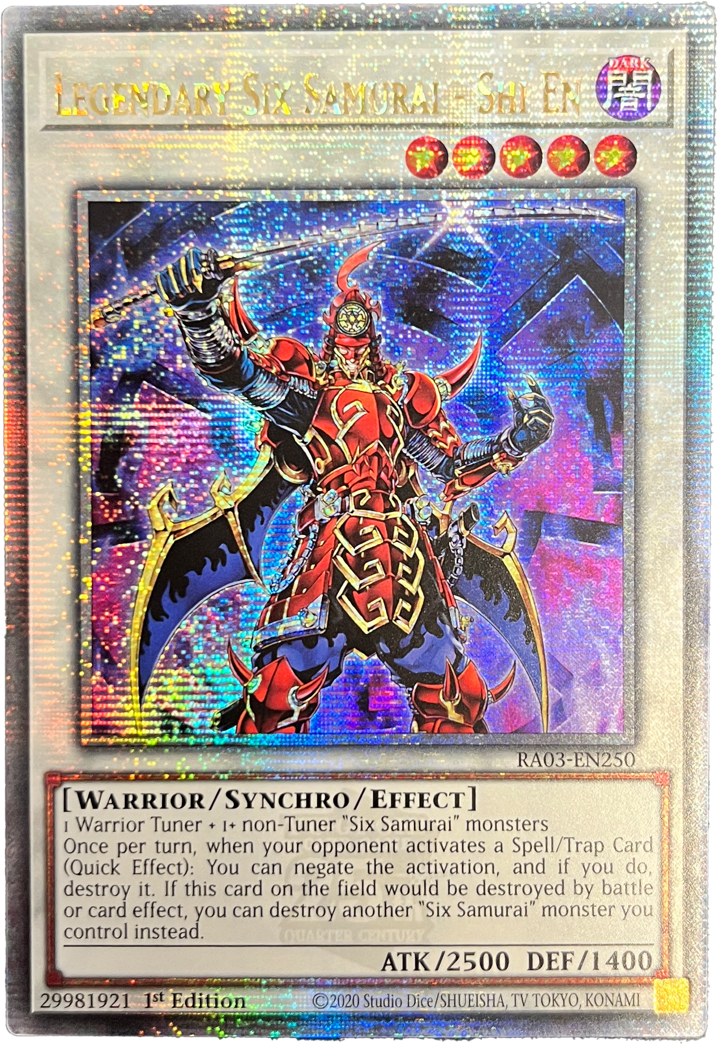 Legendary Six Samurai - Kizan (Quarter Century Secret Rare) [RA03-EN249] Quarter Century Secret Rare