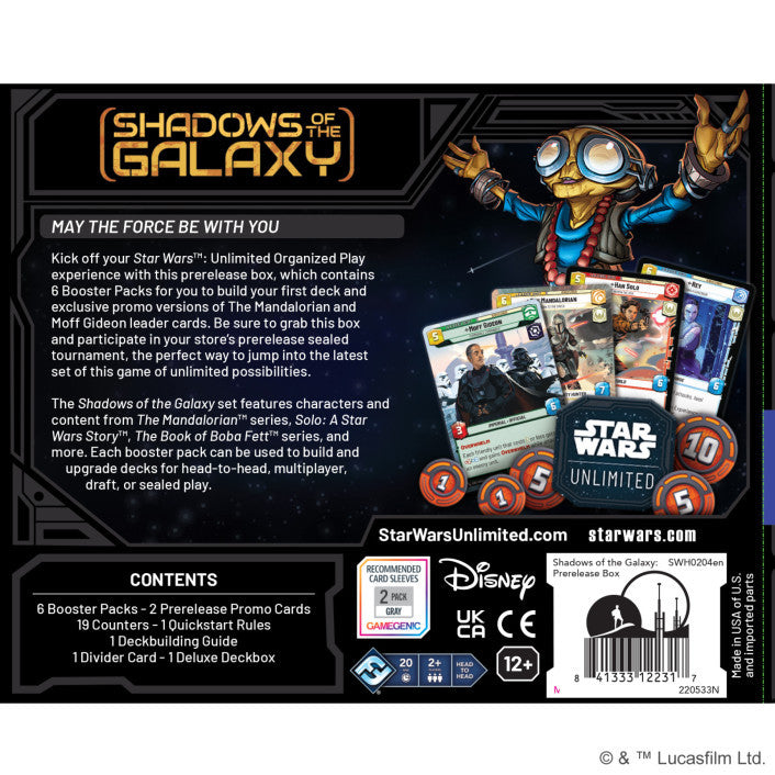 Star Wars Unlimited - Shadows of the Galaxy Pre-Release Box *Sealed*