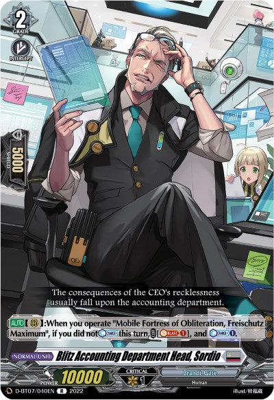 Blitz Accounting Department Head, Sordio (D-BT07/040EN) [Raging Flames Against Emerald Storm]