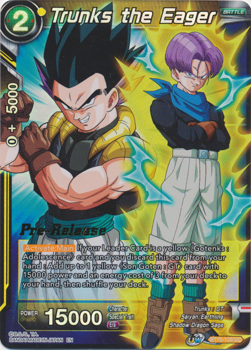 Trunks the Eager (BT10-109) [Rise of the Unison Warrior Prerelease Promos]