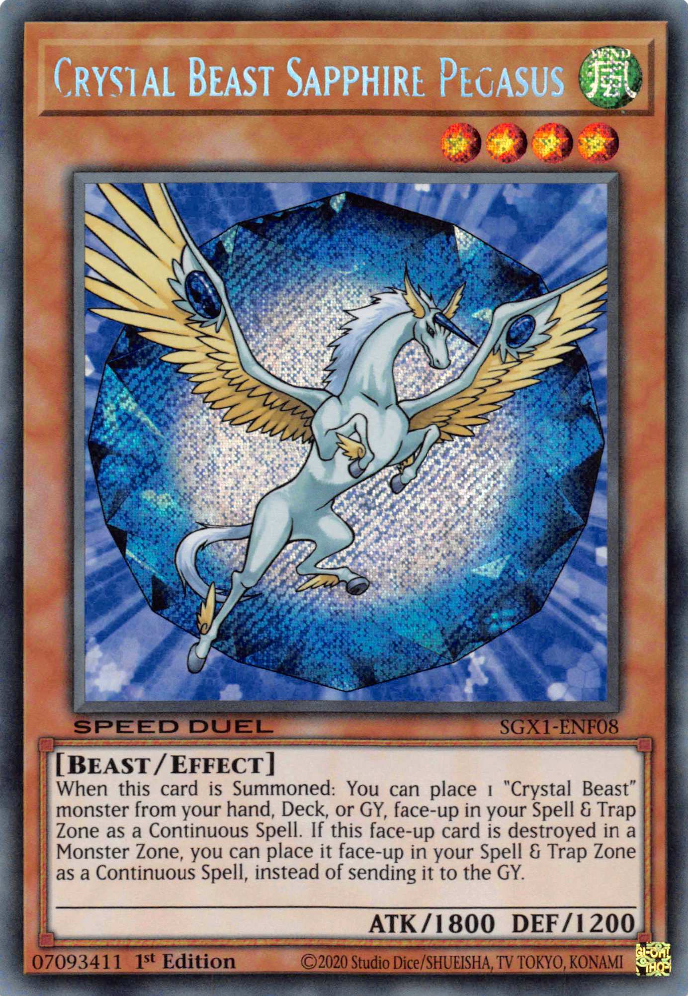 Crystal Beast Sapphire Pegasus [SGX1-ENF08] Secret Rare