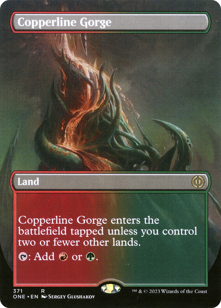 Copperline Gorge (Borderless Alternate Art) [Phyrexia: All Will Be One]