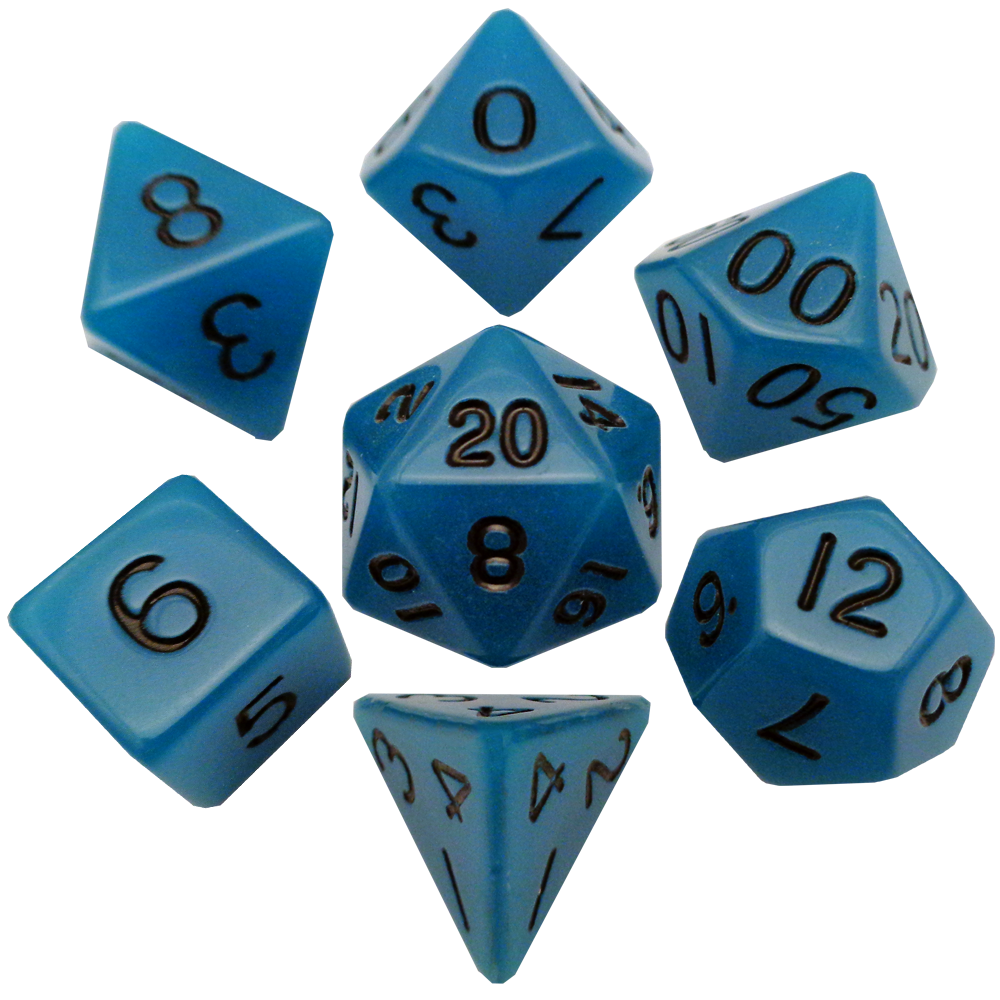 MDG - Mini Polyhedral Dice Set: Glow Blue