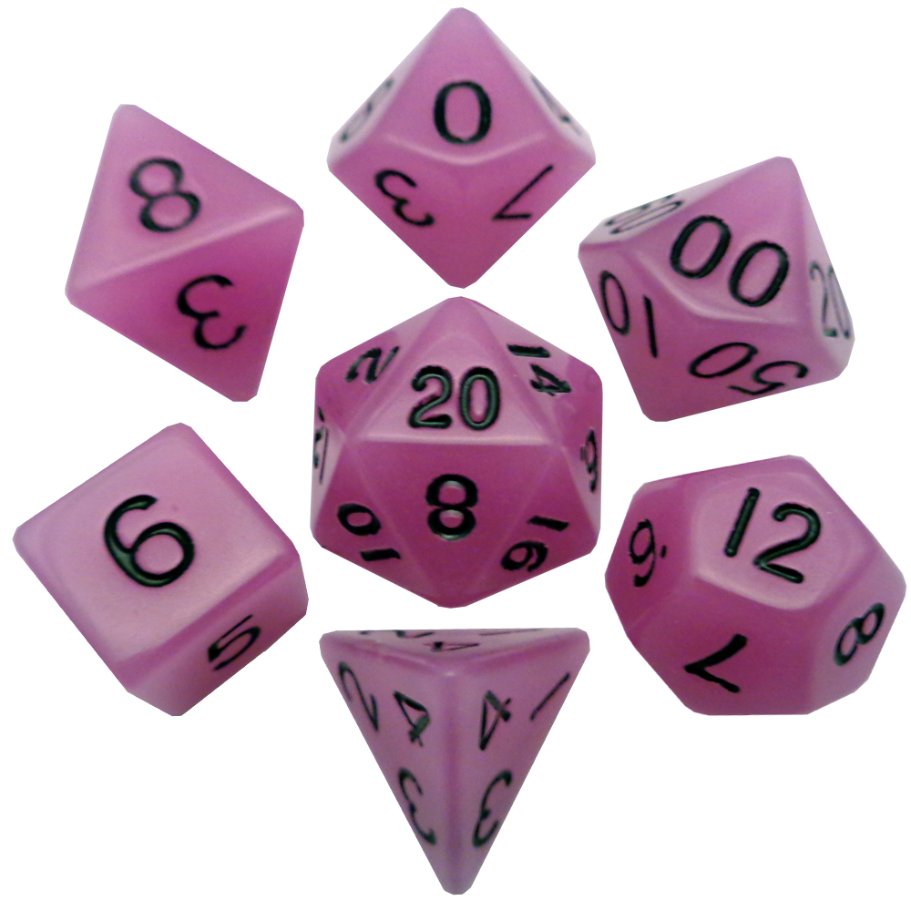 MDG - Mini Polyhedral Dice Set: Glow Purple