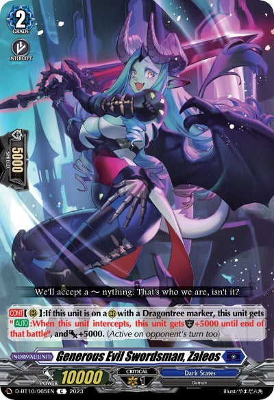 Generous Evil Swordsman, Zaleos (D-BT10/065EN) [Dragon Masquerade]