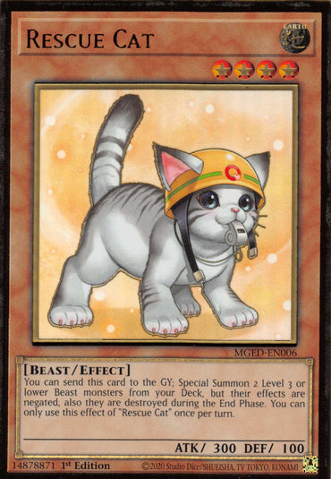 Rescue Cat (Alternate Art) [MGED-EN006] Gold Rare