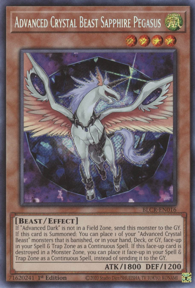 Advanced Crystal Beast Sapphire Pegasus [BLCR-EN016] Secret Rare