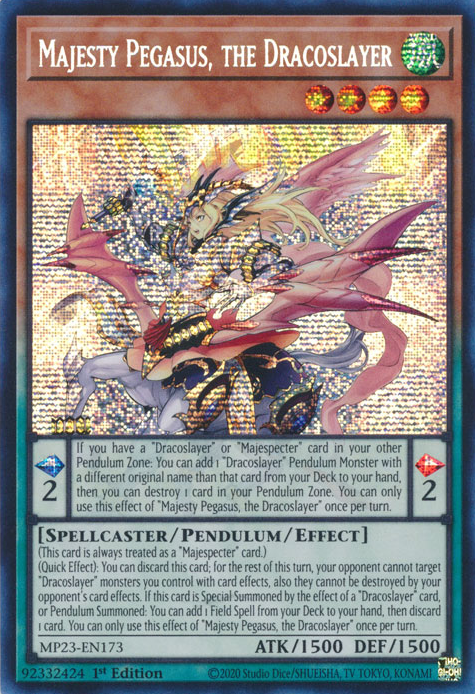 Majesty Pegasus, the Dracoslayer [MP23-EN173] Prismatic Secret Rare