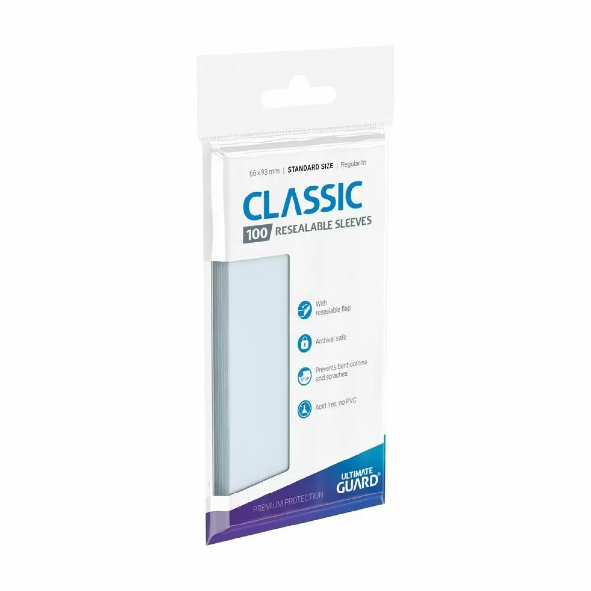 Ultimate Guard Sleeves - Standard Sized Clear RESEALABLE (Standard Size 100 Pack)